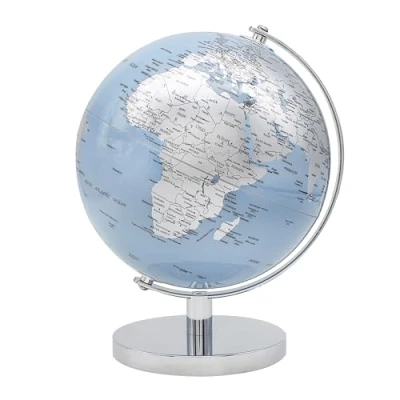 Image of The Leonardo Collection Globe Blue &amp; Silver 20cm For Home Office World Map Kids And Globes Adults of Earth Knowledge Decoration Ideal All