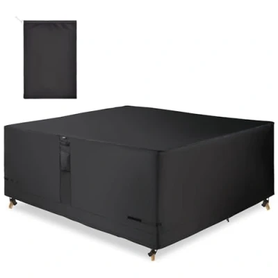 Image of VonHaus Waterproof Garden Furniture Set Cover Premium Heavy Duty, Breathable 420D Oxford Fabric Protection for Patio &amp; Outdoor Furniture, Chairs, Tables Sofas (Black, W250cm x D200cm H85cm)