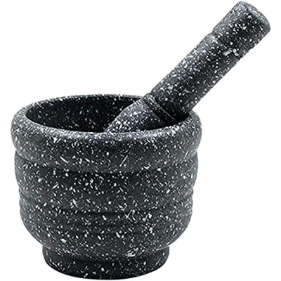 Image of Leoyee Household and Kitchen Garlic Masher, Press, Mortar Pestle Set (Granite)