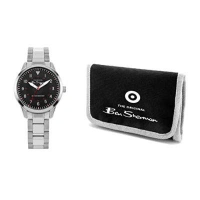 Image of Ben Sherman Kids Watch and Wallet Gift Set, Wristwatch with Black Dial Stainless Steel Bracelet Matching BSK005BSMG 2 Year Warranty