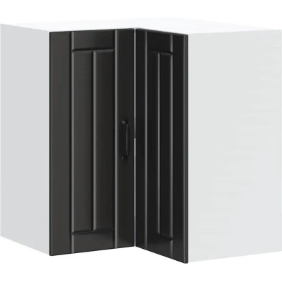 Image of vidaXL Kitchen Wall Corner Cabinet Black, Engineered Wood, Mounted, 57x57x60 cm, Modern Style, Storage Solution