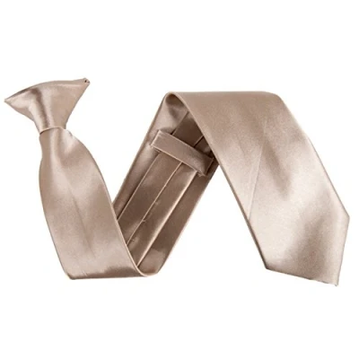 Image of Wide 3&quot; Satin Solid Colour Plain Safety Clip On Tie (Champagne)