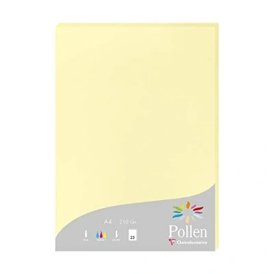 Image of Clairefontaine Ref 24207C Pollen Coloured Paper (Pack of 25 Sheets) A4 (210 x 297mm), 210gsm Paper, Inkjet &amp; Laser Printer Compatible, Acid Free Canary