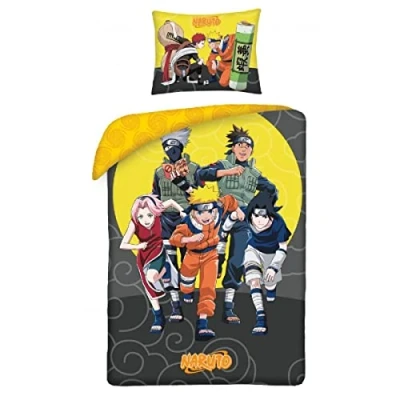 Image of NARUTO 5 CHARACTERS Kakashi Sasuke Sakura Cotton Bedding Set Duvet Cover 140 x 200 cm and Pillowcase 70 90 Multicoloured
