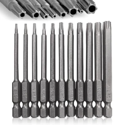 Image of 75mm Torx Screwdriver Bit Sets, T6 T40 Magnetic Bits Set S2 Steel 1/4&quot; Star Hex Security Screwdrivers Drill 11pcs