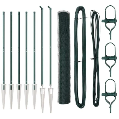 Image of vidaXL Hexagon Fence Green 1x10 m Steel