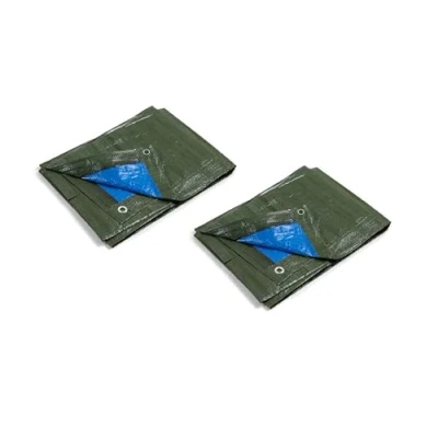 Image of NAZUSA Pack of 2 tarpaulins with Eyelets, Two Colour, Size x 3 m, Weight: 90 g/m², Polyethylene (PE), Green, Blue, Taglia 2x3 Mt