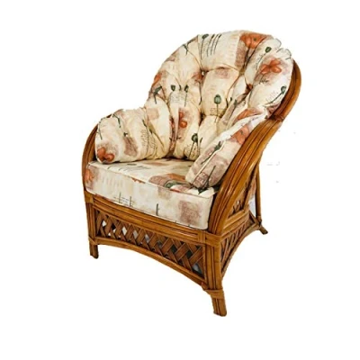Image of Hartfords Relpacement cushions for a Wrap round Suite of Conservatory Cane Furniture (CUSHIONS ONLY) (1 x Chair, Tai Pai Peach)