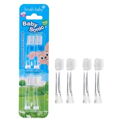 Image of Brush Baby Official Babysonic Replacement Heads for Electric Toothbrush (18 36 Month (Pack of 4)