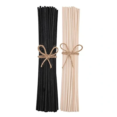 Image of 10 inch 100 PCS Natural Rattan Wood Reed Diffuser Sticks Essential Oil Aroma Replacement (White+Black)