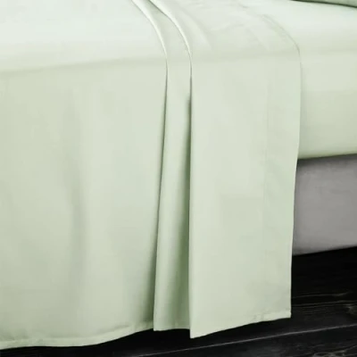 Image of Bianca 400 Thread Count Cotton Sateen Double Flat Sheet Green