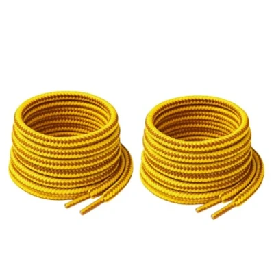 Image of Smart Laces™ 2 pack Strong Yellow &amp; Brown 140cm/55 Inches Round Bootlaces For Work Boots, Walking Hiking Dr Martens, Steel Toe Caps, Grafters Boots