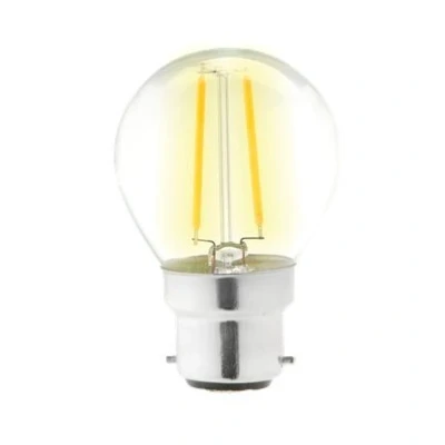Image of LED Round Clear Filament Light Bulbs 4w/40w BC B22 Push in Pack of 4
