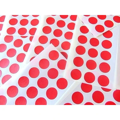 Image of 175 Red Round Stickers Sticky Coloured Self Adhesive Dots for Colour Coding