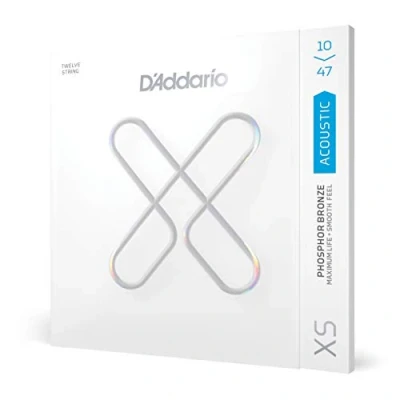 Image of D&#039;Addario Guitar Strings XS Phosphor Bronze Coated Acoustic XSAPB1047 12 Greater Break Strength with Tuning Stability For String Guitars 10 47 Light