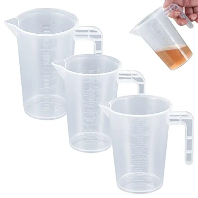 Image of 3 Pcs 50ml/100ml/250ml Measuring Cups, Small Clear Liquid Graduated Beaker Jugs, Plastic Reusable Transparent Medicine Lab Measure Cups for Baking Kitchen Cooking