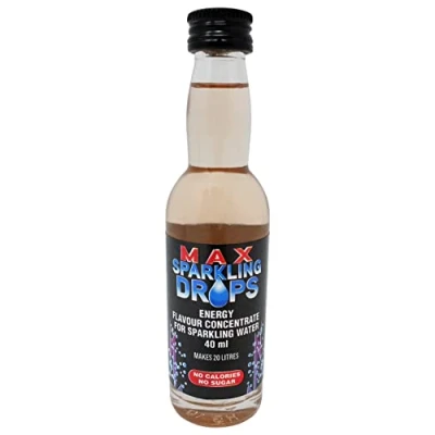 Image of Max Sparkling 40ml Energy Flavouring Concentrate for Water Zero Sugar, Calorie free Flavour Drops Used To 20 Litres of Carbonated