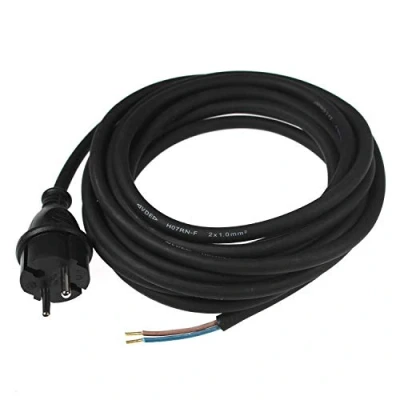 Image of AS Schwabe 70530 Rubber Connection Cable, 5 m, H05RN F, 2 x 1.0, Black, IP44, for Industry/Construction Sites