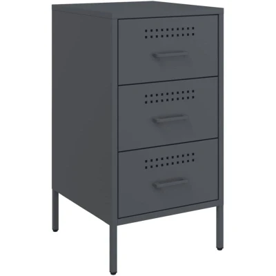 Image of vidaXL Bedside Cabinet Anthracite 36x39x68 cm Steel