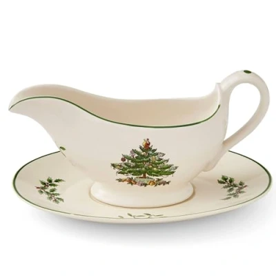 Image of Portmeirion Home &amp; Gifts Sauce Boat and Stand Boxed Set, Ceramic, Multi Colour, 22.2 x 16.4 11.6 cm