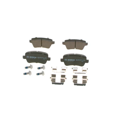 Image of 77364168 Brake pad set BOSCH 0 986 494 125 Low Metallic with bolts/screws spring, accessories FIAT: Croma II Estate