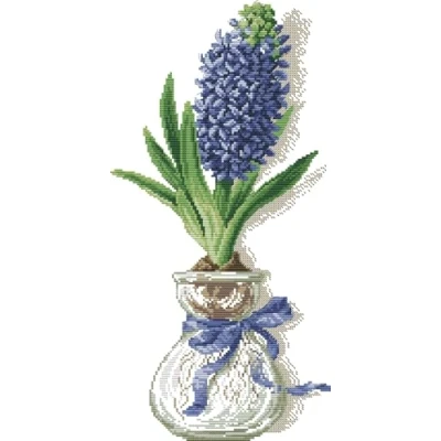 Image of Awesocrafts Cross Stitch Stamped Kits Blue Hyacinth Easy Patterns Stitching Embroidery Needlework Kit Supplies