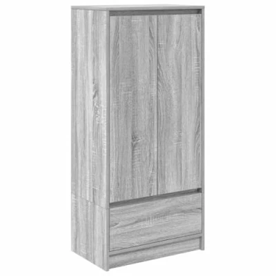 Image of vidaXL grey sonoma cabinet with drawer engineered wood storage solution, 55.5x34x119.5 cm modern, versatile organizer for living room, dining office doors, shelves, drawer, easy to mai...