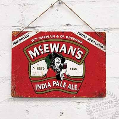 Image of Mcewans Vintage Scottish Beer Tin Sign Metal Decor Wall 8X12 inches