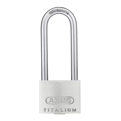 Image of ABUS Titalium 64TI/40HB63 padlock with high shackle basement lock body made of special aluminium hardened steel security level 5