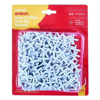 Image of Amtech S4455 4mm Tile Spacers for Accurate Positioning, 300 Pieces, Grout Over a Professional Finish