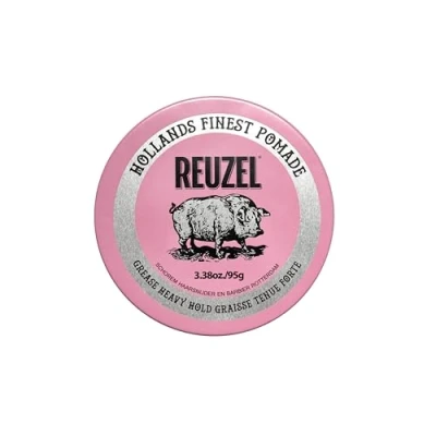 Image of Reuzel Pink Grease Pomade Heavy Hold, Strong Hold Medium Shine Oil Based All Day 3.38oz/95g