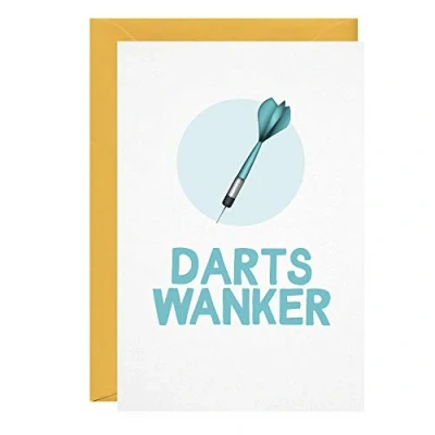 Image of Darts Wanker Birthday Card Funny Rude Profanity Husband Wife Boyfriend Girlfriend Son Daughter Friend Greeting Cards For Him Her Joke LOL
