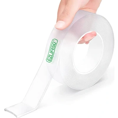 Image of Double Sided Tape Heavy Duty, Strong Nano Mounting Extra Large(5.0m * 3.0cm) Multipurpose Clear Adhesive Picture Hanging Strips, Removable Sticky Pads Poster for Walls Decor Carpet