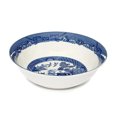 Image of UNIQUE HOME LIVING Blue Willow Oatmeal Bowl 15 cm Ceramic Cereal Dish Vintage Oriental Dinnerware