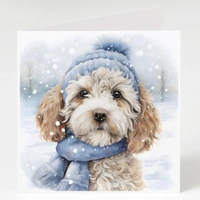 Image of Cockapoo in Snow Christmas Cards pack of 5