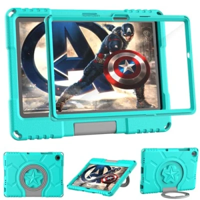 Image of Kids Case for Samsung Galaxy Tab A9 Plus 11 inch 2023 with Screen Protector,Mansiruyi Shockproof A9+ Tablet Handle Stand Tablet(SM X210/X216/X218) Turquoise