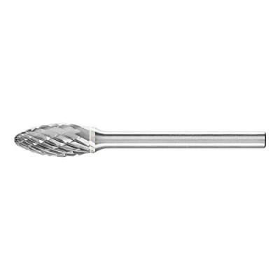 Image of PFERD 21203633 Carbide Burr, Flame Shape B, Toothing 3 Plus, Burr Diameter 6 mm, Shaft Length 43 for Universal Applications on The Most Important Industrial Materials