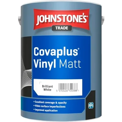 Image of 5LTR JOHNSTONES TRADE COVAPLUS MATT EMULSION BRILLIANT WHITE