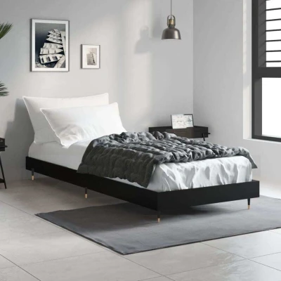 Image of vidaXL Bed Frame without Mattress Black 75x190 cm Small Single Engineered Wood