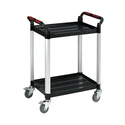 Image of Barton Storage Systems Black &amp; Silver 2 Shelf Standard Plastic Trolley White WHTT2SS