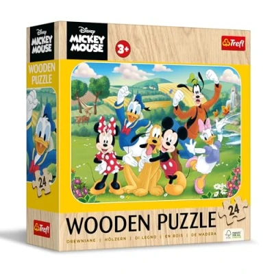 Image of Trefl Wooden Puzzle: Disney, Mickey with Friends 24 Elements, Puzzle, Decorative Pattern on the Reverse, for Children from 3 years old