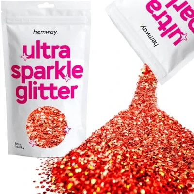 Image of Glitter Red Holographic Ultra Sparkle Sequins Nail Face Festival Christmas Halloween Makeup Extra Chunky 100g / 3.5oz