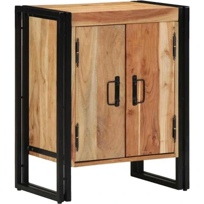 Image of vidaXL Shoe Cabinet Black 30x30x40 cm Solid Acacia Wood and Steel