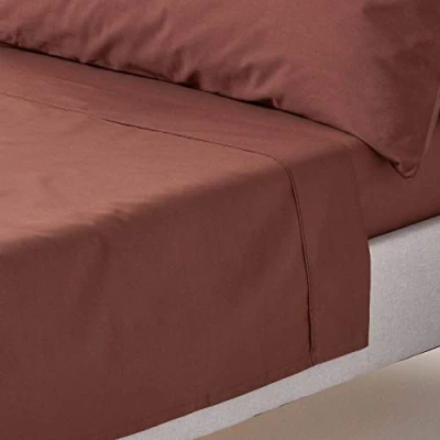 Image of HOMESCAPES Chocolate Brown Pure Egyptian Cotton Flat Sheet Super King 200 TC 400 Thread Count Equivalent Bed