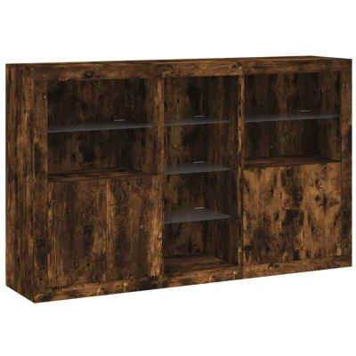 Image of Sideboard with led Lights Smoked Oak 162x37x100 cm Vidaxl