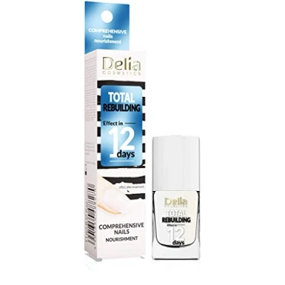 Image of Delia Cosmetics Nail Conditioner Total Rebuilding Reconstructing, Strenghtening for Damaged &amp; Brittle Nails Calcium Vitamins Whitens Nourished 11 ml