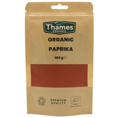 Image of Organic Paprika Certified Organic, Non GMO, Vegan, No Additives, Preservatives, Resealable Bag by Thames 100g