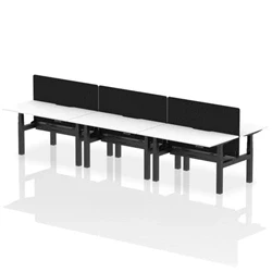 Image of Air B2B 1400x800 Adjustable 6P Bench Desk Scallop White/Black + Screen