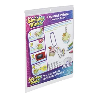 Image of Shrinky Dinks Creative Pack 10 Sheets Frosted White Kids Art and Craft Activity