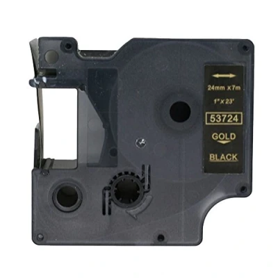 Image of Fassport 1 Pack Gold on Black Label Tape Compatible for DYMO D1 53724 24mm 1&quot;